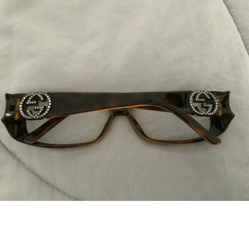 Gucci Brown Tortoiseshell Glasses with Silver Logo GG 3557 Offers Welcome